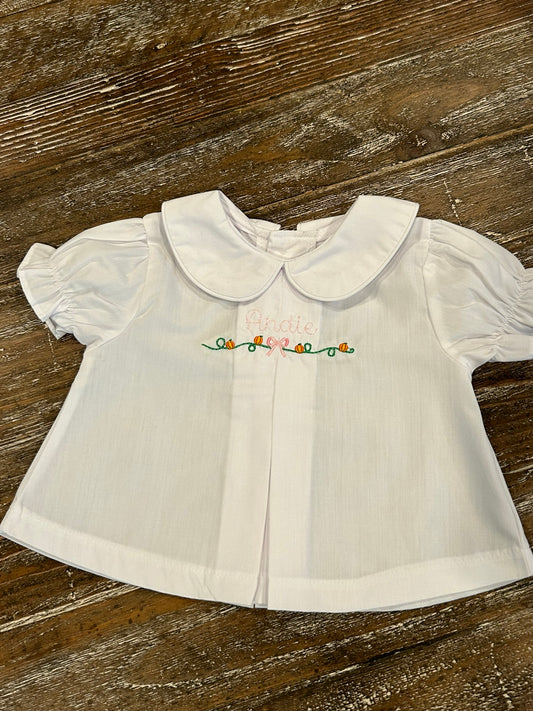 Pleated Peter Diaper shirt- White